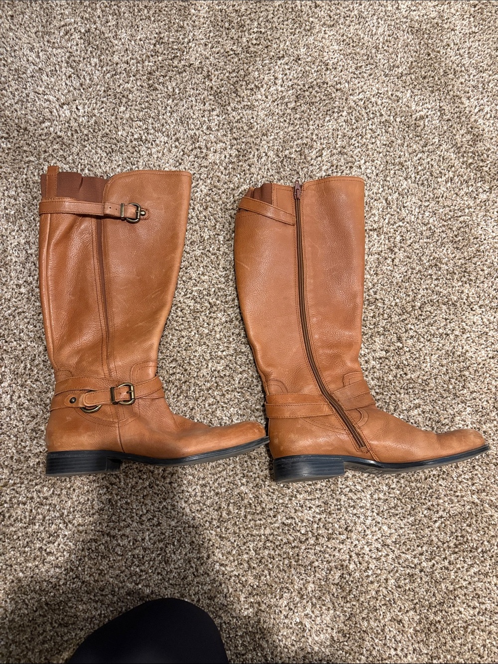 Naturalizer Tan Riding Boots with Buckle Detail